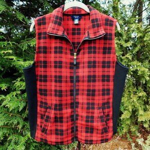 Chaps Zip-Front Fleece Vest with Pockets & Stretchy Side Panels